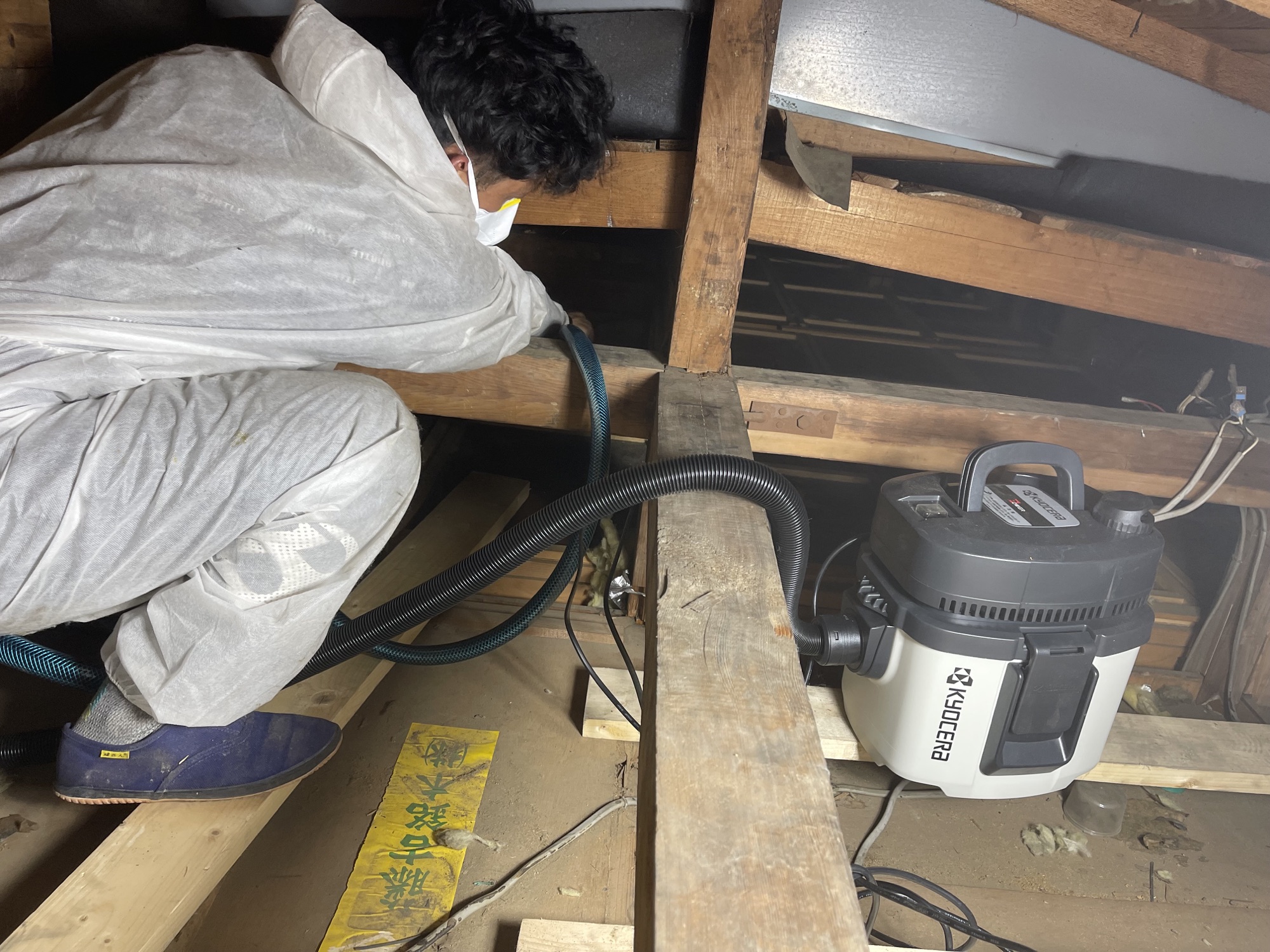 害獣侵入口の修繕作業